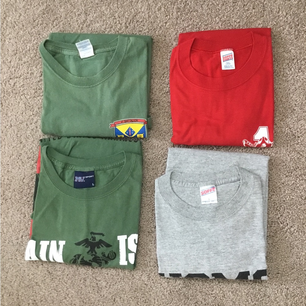 Lot of 4 marine corps t shirts size large